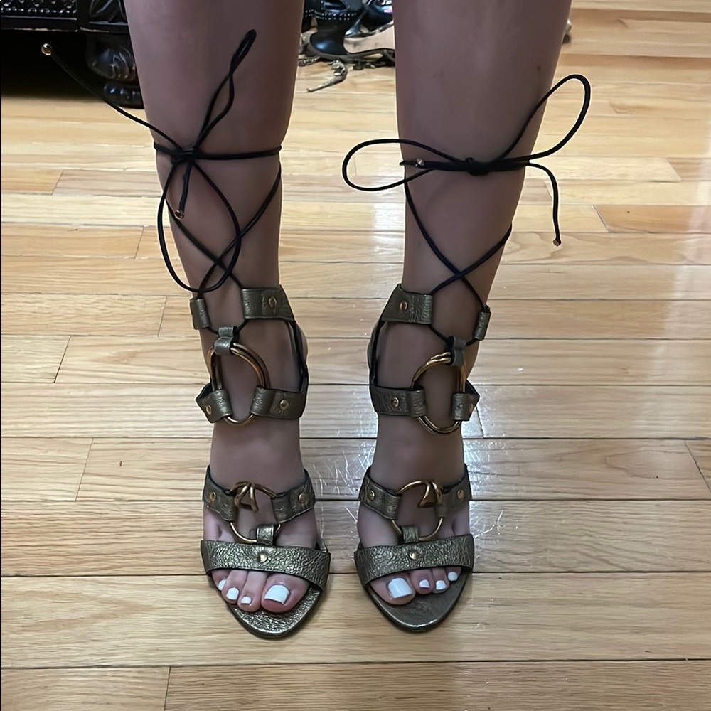 Donna Karan Women's Strappy Gladiator Sandals - Metallic Bronze